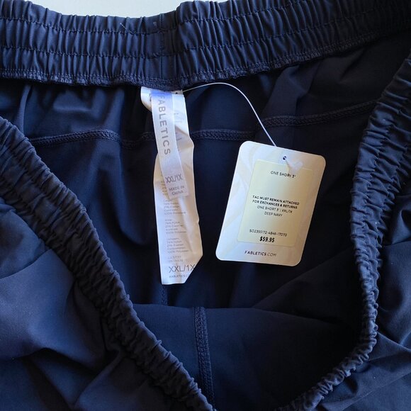 NWT Fabletics Shorts Mens The One Short Drawstring Pockets Size XXL Deep Navy - Picture 2 of 3